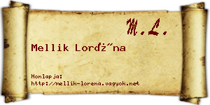 Mellik Loréna névjegykártya